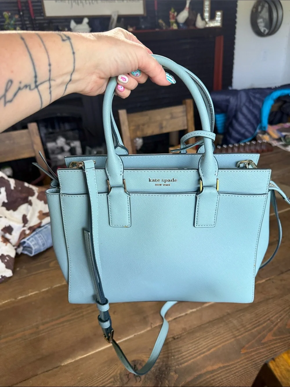 kate spade light blue satchel handbag